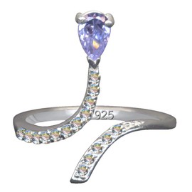 Ring snake ring snake lilac silver ring genuine sterling silver 925 zirconia white love faith hope emotion symbol motif style object extravagant new good beautiful fashionable white clear transparent