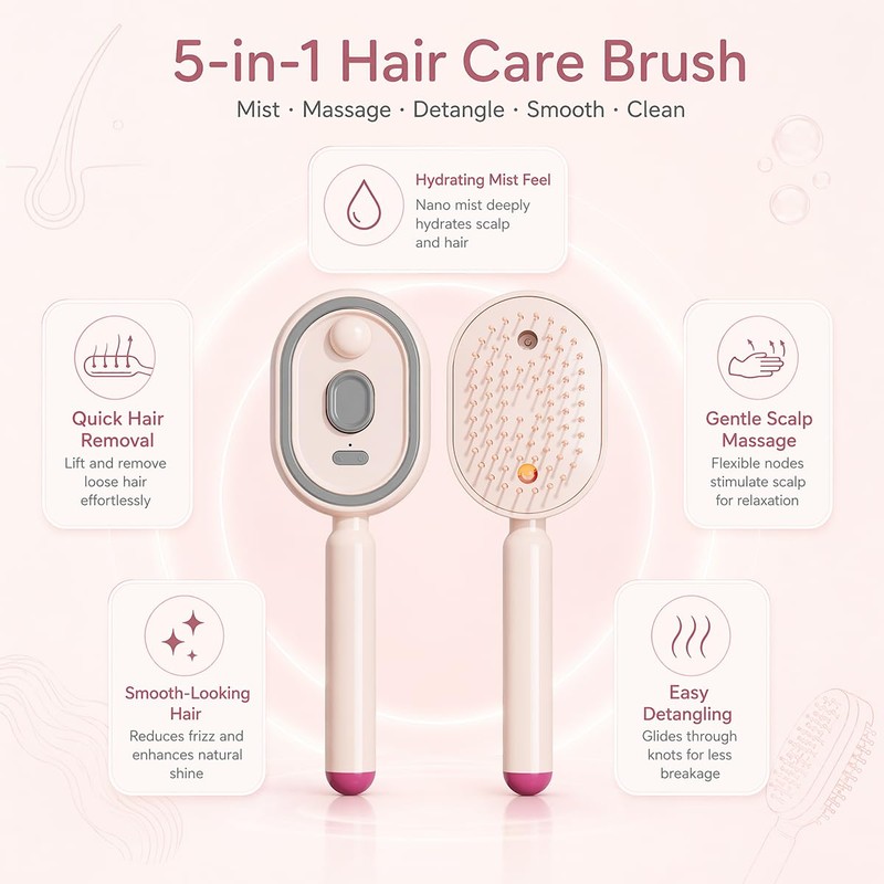 2026 New Electric Spray Air Cushion Massage Comb (Pink)