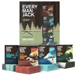 Every Man Jack Cold Processed Mens Bar Soap Variety Gift Set - Invigorating Winter Scents - Deeply Cleans, Hydrates with Naturally Derived Ingredients - 5 ounce (pack of 4)