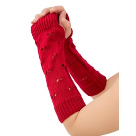 OTPEH Arm Warmers Fairy Grunge Fingerless Punk Goth Emo Gloves Y2K Accessories Cottagecore, Red, One Size