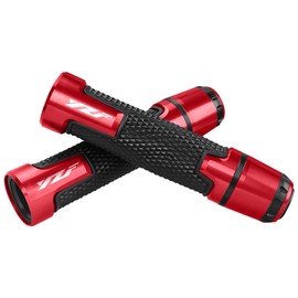 Mocar 7/8" 22mm Motorcycle Handlebar Grips with Grip Ends for Yamaha YZF R1 R3 R6 R15 R25 R125 600R (Red)