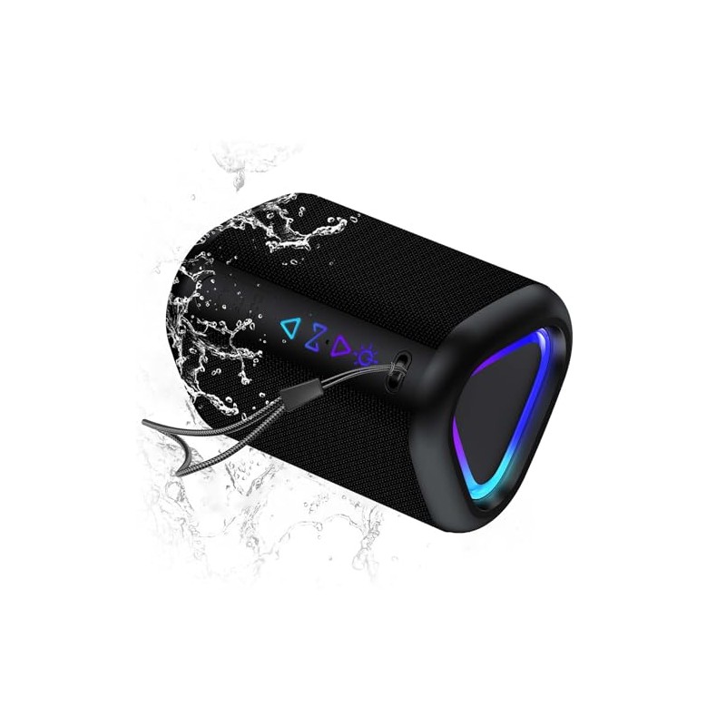 aowoka Portable Wireless Bluetooth Speakers with Led Light, PX7 Waterproof,