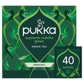 Pukka Herbs | Supreme Matcha Green Organic Tea Bags Box [40 Tea Bags] | Energizing Tea With Matcha Powder | Ideal For Daily Vitality | 40 Tea Bags