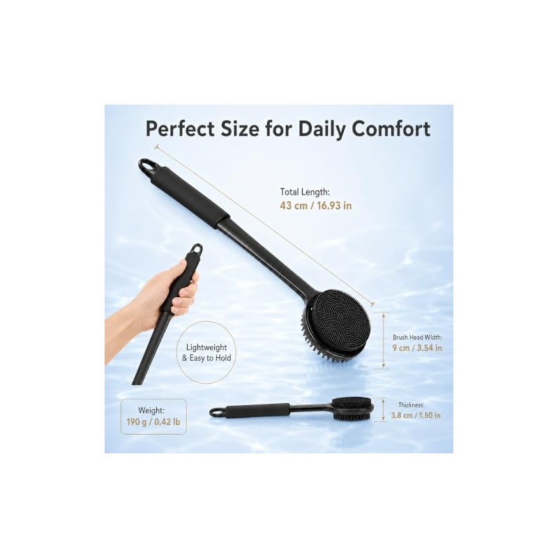 Body Brush, Double-Sided Function, Shower Back Brush, Suitable for Sensitive