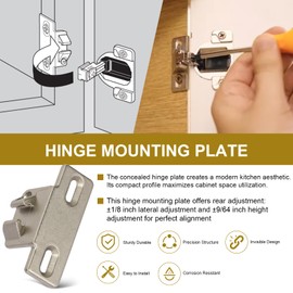 Hinge Mounting Plate Replacement for Blum 1 5/8" Overlay 110 Degree Compact 33 Edge, Edge Mount Plates for Blum Face Frame Overlay Hinge, Hinges for Cabinet Doors, Self Closeing Hinges