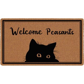 Welcome Peasants Cat Doormat 30x17 Inch, Funny Welcome Doormat for Indoor Outdoor Entrance, Cute Cat Front Door Mat, Inside Outside Mat Entry, Easy to Clean, Home Decor, Housewarming Gift