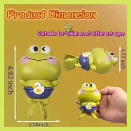 Green Frog Wind Up Toy, Bath Toys for Toddlers 5-8, Water Table Accessories, Bathtub Toys for Babies, Great Choice for Birthdays, Easter or Christmas Day