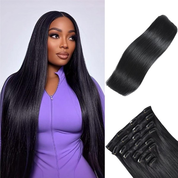 Nuzusa Clip in Hair Extensions Real Human Hair,100% Brazilian Remy