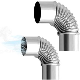 TourKing 2pcs 90 Degree 2.36 Inch Stainless Steel Stove Pipes Elbow, Outdoor Camping Tent Stove Indoor Accessories, Flue Wood Stove Chimney Pipe Extension Exchange Flue Adapter Tube
