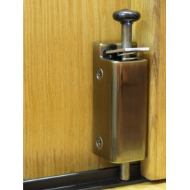 FPL Sliding Door Lock Security Foot Bolt in Antique Brass - Quickly and Easily Locks and Unlocks with Your Foot
