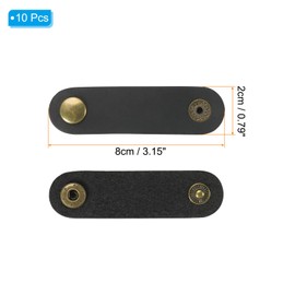 PATIKIL Leather Cord Organizer Cable Straps, 10Pcs 8x2cm Portable Cable Leather Clips USB Holder Earphone Cord Management for Cable, Wire, Black