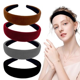 Women's Headband Dance Pandas 4 Pieces Padded Headband Wide Velvet Fabric Padded Hair Band Vintage Fashion Hair Accessories for Girls and Women Birthday Gift