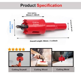 SagaSave 21mm M42 HSS Bi-Metal Hole Saw, Hole Opener Drill Bit with Positive Data Teeth for Metal, Wood, Iron, Aluminium, Drywall, Pipe, Plastic, Fiberboard