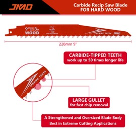 JMD 3 Pieces 228 mm 3TPI Carbide Reciprocating Saw Blades Carbide Scorpion Saw Blades for Wooden Trees, Compatible with Milwaukee, Makita, Dewalt, Ryobi etc