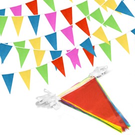 Novelty Place 100 Feet Pennant Banner Flags - 75 Multicolor Bunting Flags - Birthday Event Activities Grand Opening Christmas Decorations
