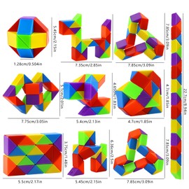 21 Pack 24 Blocks Rainbow Colors Magic Snake Cube Fidget Toy,Mini Twist Puzzle Toys for Kids Teens,Birthday,Party Favours, Carnival Prizes,Classroom Rewards-Stocking Stuffers