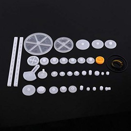 Fafeicy Plastic Gears Set Pulley Belt Worm Kits Crown Gear Set Robot Motor Toy DIY Parts for DIY Science Projects Model Amateur(34 gear packages)
