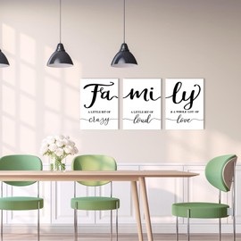 Family Quotes Wall Art Decor: 3 Piece Family Sign Framed 12"x16" Farmhouse Wall Art for Living Room Dining Room,Love Quote Art Wall Art Prints Modern Minimalist Bedroom Wall Decor
