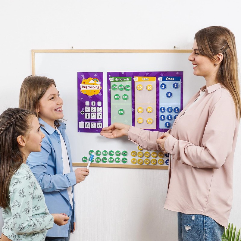 73 PCS Fun Magnetic Regrouping Activities Kit, Magnetic Place Value