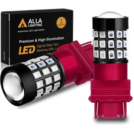 Alla Lighting Upgraded Version T25 3156 3157 LED Strobe Brake Lights Bulbs, Red Flashing Stop Lamp 3057K 4057K 3457 4114 4157KX 3157KK 3157KX 3155 Super Bright 2835-SMD 12V