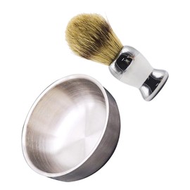 minkissy Beginner's Wet Shaving Kit Shaving Brush Soap Bowl Set Modern Design Stainless Steel Bowl