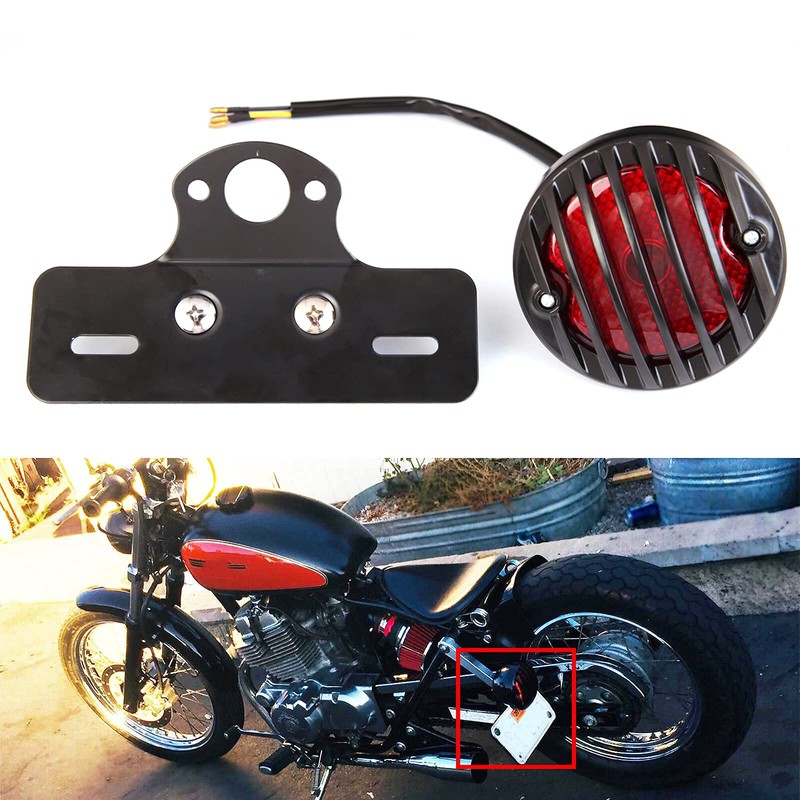 JMTBNO Motorcycle Rear Light Brake Light Number Plate Light Round
