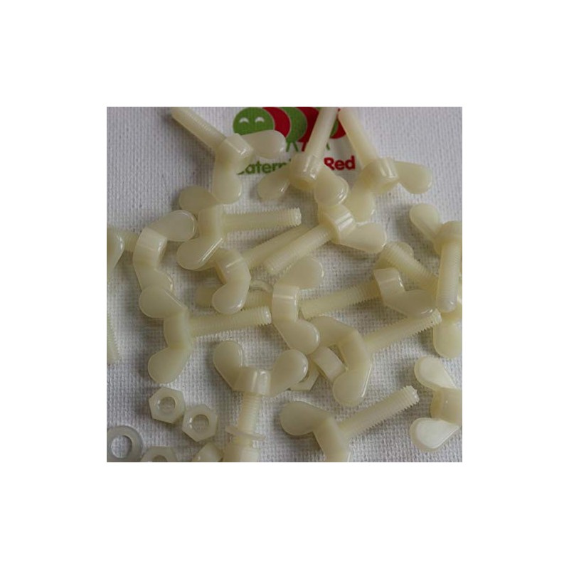 50 Tornillos de Mariposa de Nylon, M5 x 20 mm,