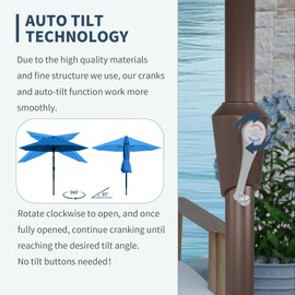 PatioKingdom Auto-Tilt 9FT Patio Umbrella Outdoor with 8 Sturdy Fiberglass Ribs,Market Table Umbrella for Pool,Backyard,Deck and Garden,Royal Blue