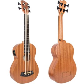 lotmusic Electric Acoustic Bass Ukulele 30 inch African Blackwood Professional Aquila EADG with Gig Bag Strap for Beginner and advanced.