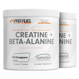 Creatine Monohydrate + Beta-Alanine 2 x 300 g - Premium Creapure® Creatine 5g + CarnoSyn® Beta-Alanine 5g per Serving - Ultra High Dose for Strength Sports & Bodybuilding - Made in Germany - Neutral