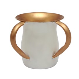 Fenzo Judaica Hand Wash Cup Netilat Yadayim Last Water 2 Handle Shabbat/Shabbat Judaica Gift for Rosh Hashanah White Judaica Hand Wash Cup Netilat Yadayim