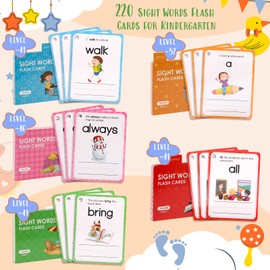 BESARME Sight Words Flash Cards Kindergarten, 220 Sight Word Writing Reading Spelling Games Toddler Learning Activities ABC Learning Toys for Kids Ages 3-5
