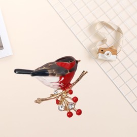 HIXNUG Robin Enamel Brooch Crystal Robin Brooch Women Brooch Pins Sweater Shawl Clips Brooches Animal Jewellery Gift for Women