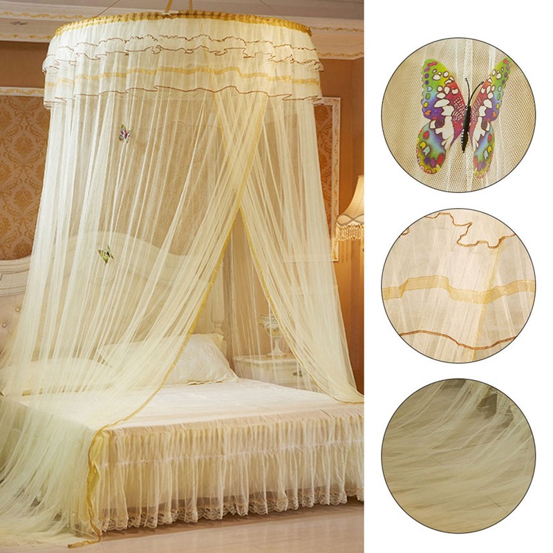 Breathable Round Canopy Lace Princess Style Mosquito Net Bed Curtain