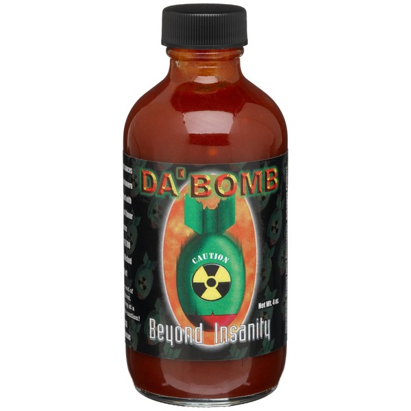 Da'Bomb Beyond Insanity Hot Sauce, 4-Ounce Glass Jars (Pack of
