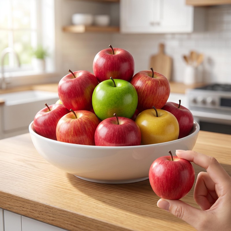 Mtbricey 10 Pcs Foam Artificial Apples 5.4cm Red Green Fake
