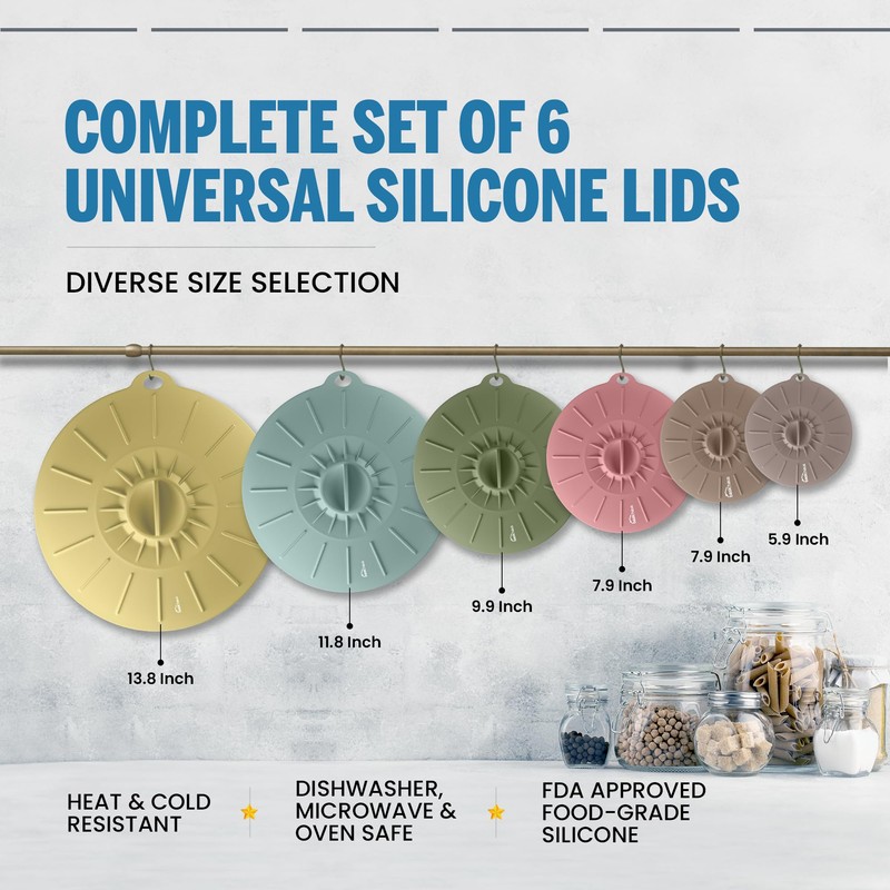 Silicone Lids for Food Storage - 6 Pack - 6