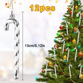 Pack of 12 Christmas Tree Glitter Candy Cane Pendants, 13 cm Christmas Tree Decorations Candy Canes Pendants, Candy Canes Christmas Decoration, Christmas Tree Decoration