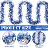 Sosation 100 ft Hanukkah Tinsel Garland Blue and Silver Metallic