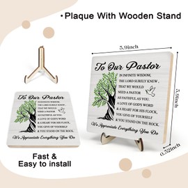 Pastor Appreciation Gifts, Pastor Appreciation Gifts for Women Wooden Plaque Sign, Birthday Gift for Pastor Christian Prayer Appreciation,Home Office Desk Wooden Sign Decor, 5.9 x 5.9 inches(White-2)