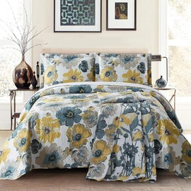 Royal Hotel Bedding Leahanna Oversized Coverlet Set, Luxury Printed Design Quilt, Bedspread Set - Filled Quilts - Fits Pillow top Mattresses - 3PC Set - Queen Size
