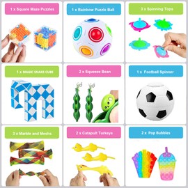Sensory Fidget Toys Set 41 Pack, Party Favors Fidget Hand Toys for Adults and Kids, Sensory Fidget and Squeeze Widget for Relaxing Therapy - Perfect for ADHD Add Anxiety Autism