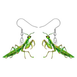 OUSIO Acryl Grün Gottesanbeterin Ohrringe Insekt Tiere Gottesanbeterin Leicht Baumeln Schmuck für Frauen Charme Frühling Sommer Zubehör Geschenke (Birne)