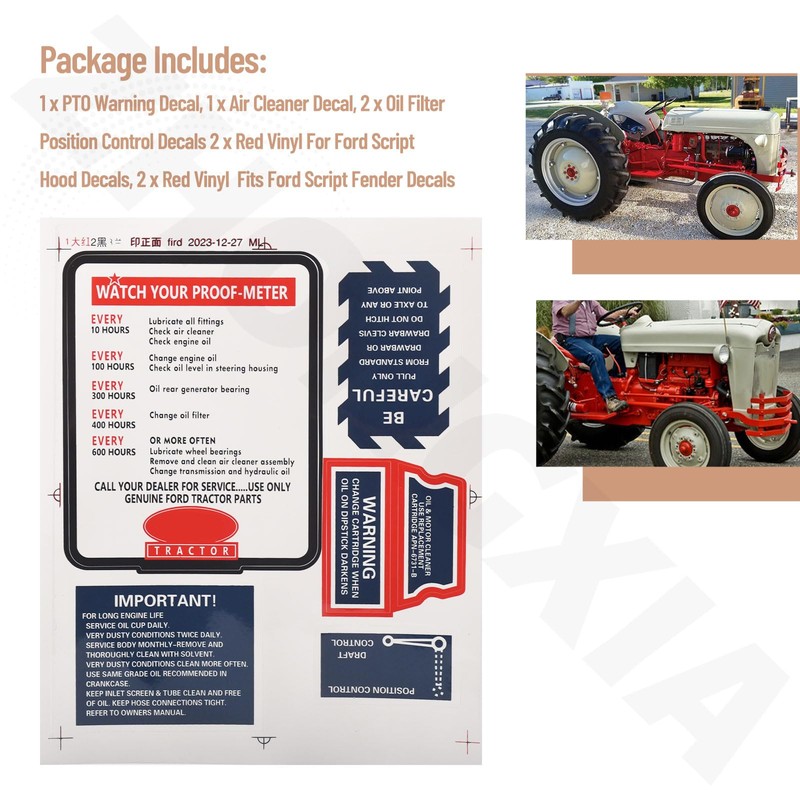 ZHONGXIA 8N5052 Mylar Decal Set Compatible with Fo - rd