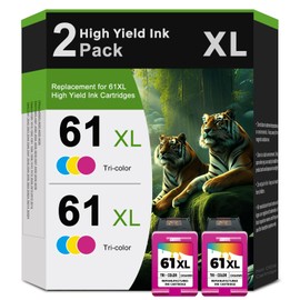 61XL Color Ink Cartridge Replacement for HP 61 XL 61 Color Ink for Envy 4500 4502 5534 5535 DeskJet 2512 3510 2542 2540 2544 3000 3050a 3052a 1055 2548 OfficeJet 4630 4632 Printer (2-Pack Tricolor)