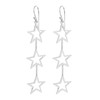 Triple Retro Open Star Link .925 Sterling Silver Dangle Earrings