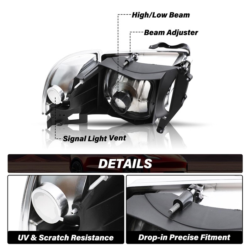 Bingbingmotor BRYGHT Headlight Assembly Fit for 94-01 Dodge Ram 1500