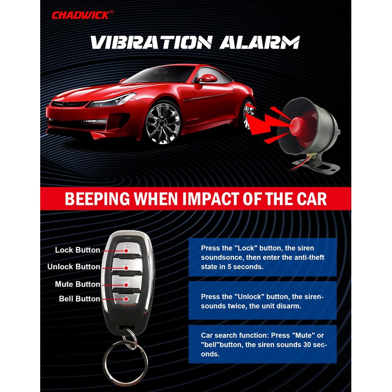CHADWICK Car Horn Siren Alarm For 12V DC Car, Universal,