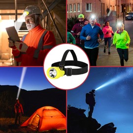 Vanvale High Lumens LED Mining Headlamp with Hat - Waterproof, Durable, Long-Lasting Rechargeable Headlight, Adjustable Strap, Perfect for Miners Camping Hiking (KL3.0 Yellow with Hat)