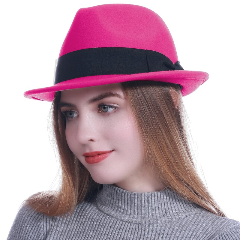 HEYANN Fedora Hats,100% Sheep Wool Short Brim Trilby Panama Hat